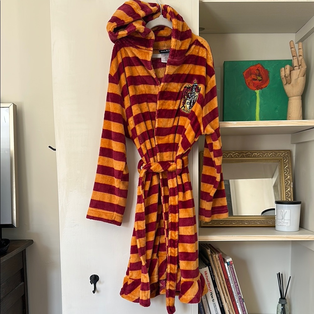 Striped Red and Yellow Hooded Robe